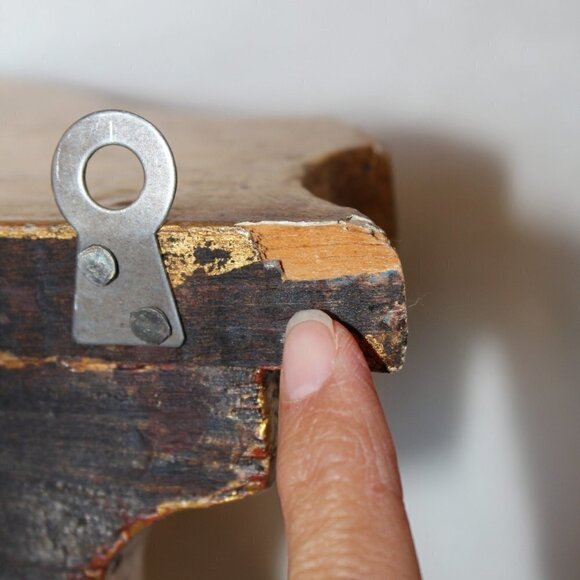 Antique vintage wood carved gilded Putti brackets Cherub Baroque golden flaws - Picture 8 of 13